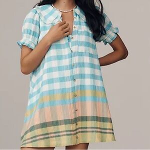 The Kiera Collared Button-Front Mini Dress by Pilcro